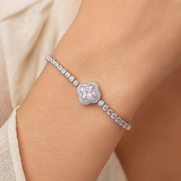 Браслет медь циркон напыление платиной 1J12501CJJ