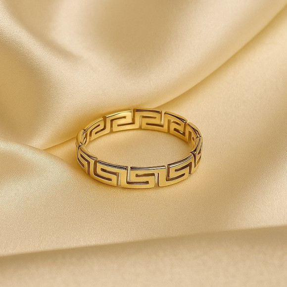 Кольцо с античным меандровым узором в золотом цвете J11126CJJ Кольцо с античным меандровым узором в золотом цвете J11126CJJ