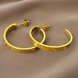 Серьги из титановой стали с напылением золотом 1J12051CJJ