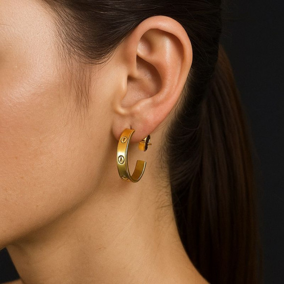 Тонкие золотистые серьги-кольца 1J12051CJJ