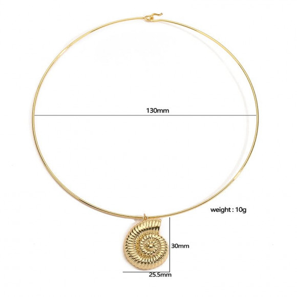 Жесткое колье золотистое с крупной ракушкой 1J11633CJJ Жесткое колье золотистое с крупной ракушкой 1J11633CJJ