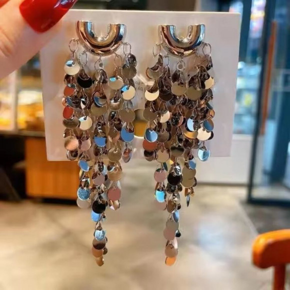 Длинные серьги-каскады «Серебряные диски» J10398CJJ