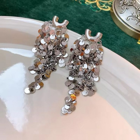 Длинные серьги-каскады «Серебряные диски» J10398CJJ