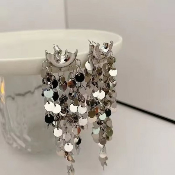 Длинные серьги-каскады «Серебряные диски» J10398CJJ