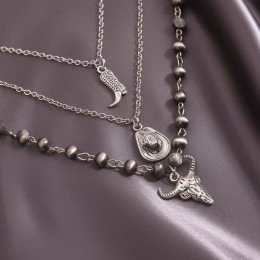 Многослойная цепочка из сплава с этническими подвесками 1J11846CJJ Многослойная цепочка из сплава с этническими подвесками 1J11846CJJ