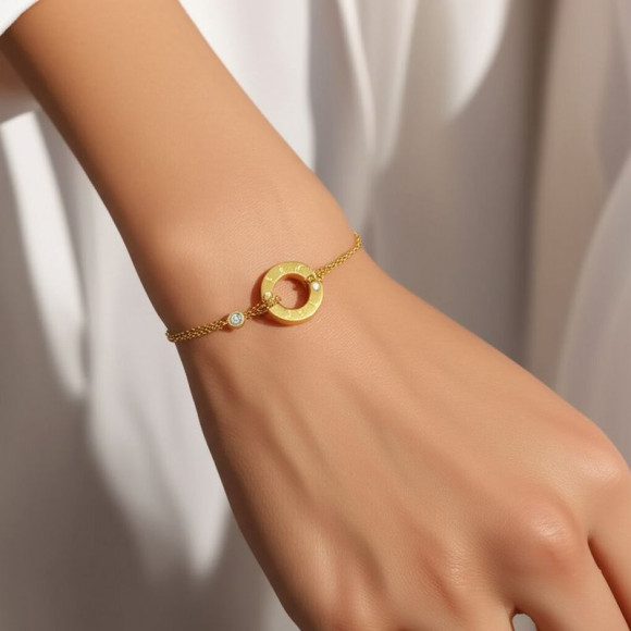 Браслет из титановой стали напыление золотом 1J12052CJJ