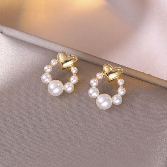 Серьги гвоздики ювелирный сплав с жемчугом 1J12095CJJ Серьги гвоздики ювелирный сплав с жемчугом 1J12095CJJ