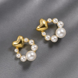 Серьги гвоздики ювелирный сплав с жемчугом 1J12095CJJ