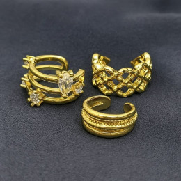 Золотистый сет каффов с кристаллами 1J11001CJJ Золотистый сет каффов с кристаллами 1J11001CJJ