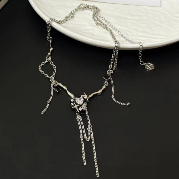 Многослойное колье-галстук с темными кристаллами 1J11635CJJ Многослойное колье-галстук с темными кристаллами 1J11635CJJ