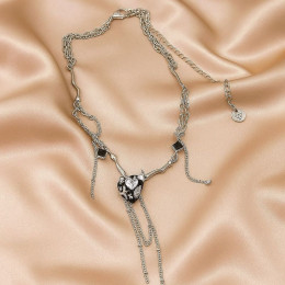 Многослойное колье-галстук с темными кристаллами 1J11635CJJ