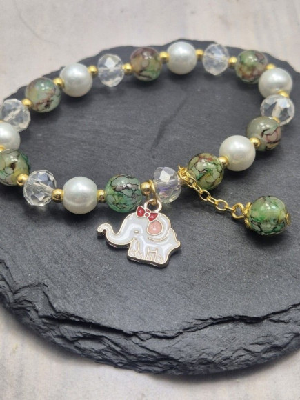 Браслет благородный агат с подвеской-слоном J11053CJJ Браслет благородный агат с подвеской-слоном J11053CJJ