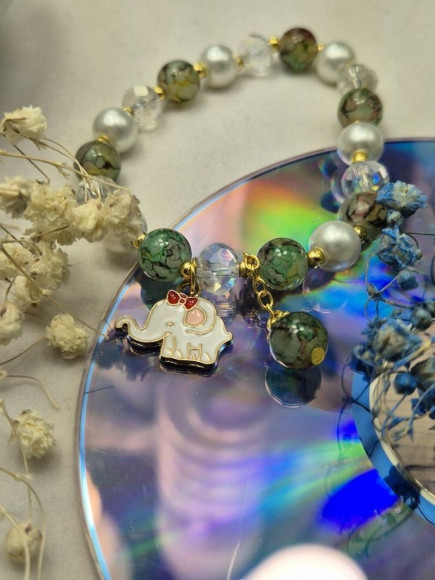 Браслет благородный агат с подвеской-слоном J11053CJJ Браслет благородный агат с подвеской-слоном J11053CJJ