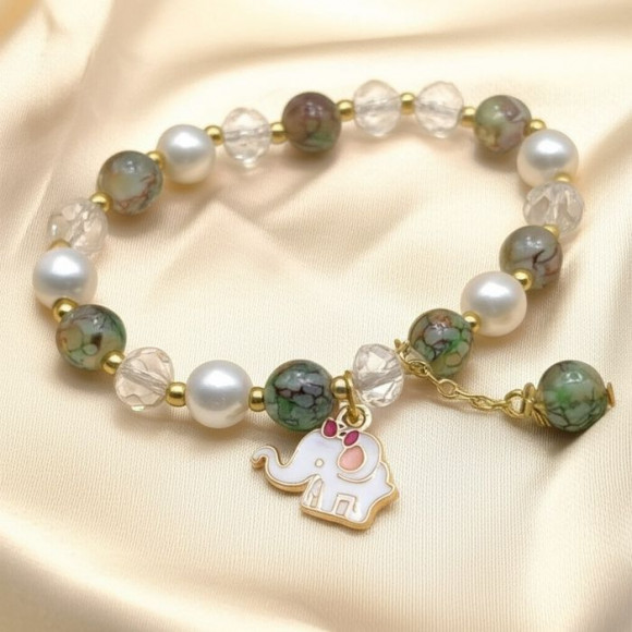 Браслет благородный агат с подвеской-слоном J11053CJJ Браслет благородный агат с подвеской-слоном J11053CJJ