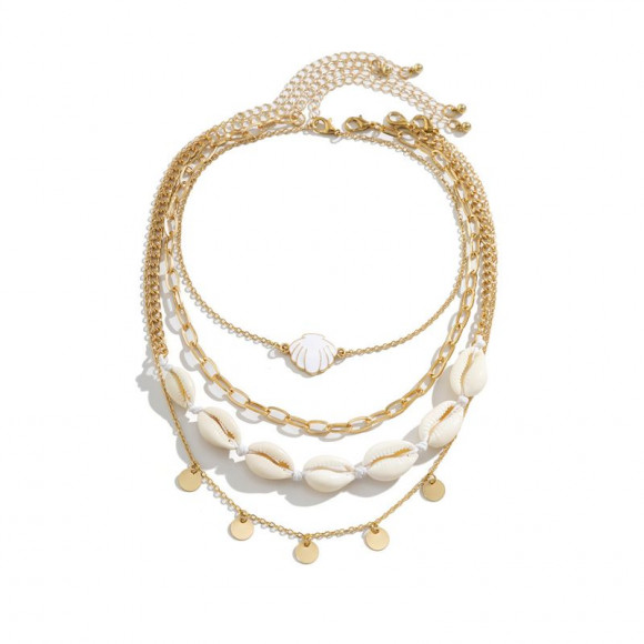 Мульти-цепочка ювелирный сплав с ракушками 1J11848CJJ