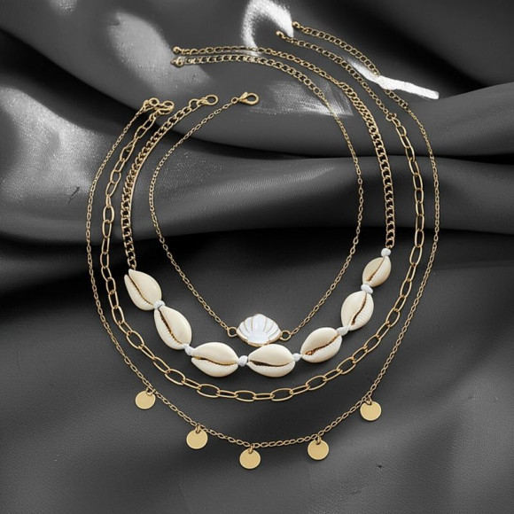 Мульти-цепочка ювелирный сплав с ракушками 1J11848CJJ