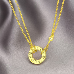 Золотистая титановая цепочка с кольцом Love и цифрами 1J12054CJJ Золотистая титановая цепочка с кольцом Love и цифрами 1J12054CJJ