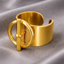 Кольцо титановая сталь напыление золотом 1J12508CJJ