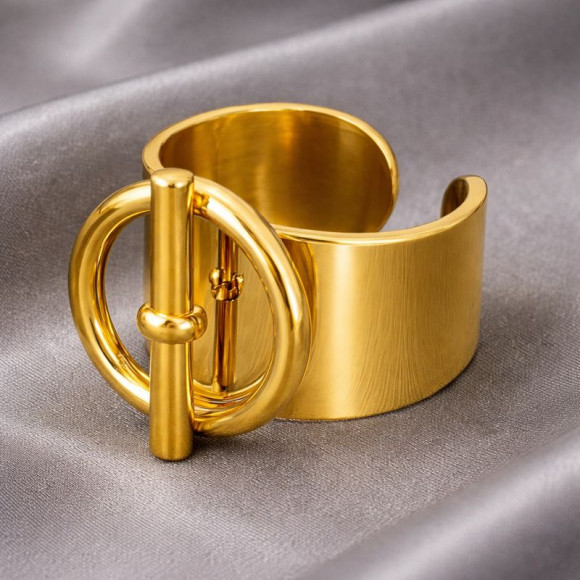 Кольцо титановая сталь напыление золотом 1J12508CJJ Кольцо титановая сталь напыление золотом 1J12508CJJ