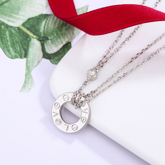 Титановая цепочка с кулоном-кольцом Love и цифрами 1J12055CJJ