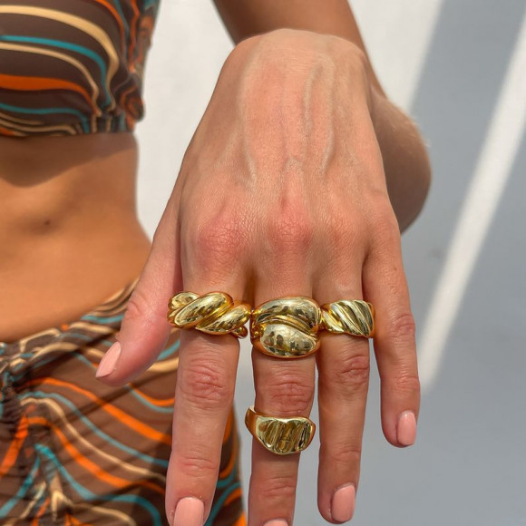 Сет фактурных золотистых колец в стиле бохо-шик 1J11852CJJ Сет фактурных золотистых колец в стиле бохо-шик 1J11852CJJ