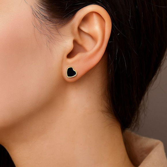 Серьги медицинская сталь с напыление золотом сердце 1J11959CJJ Серьги медицинская сталь с напыление золотом сердце 1J11959CJJ