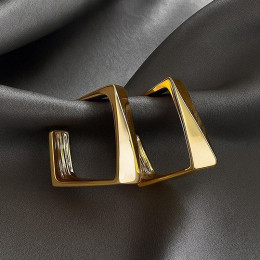 Серьги гвоздики медь напыление золотом квадраты 1J12108CJJ