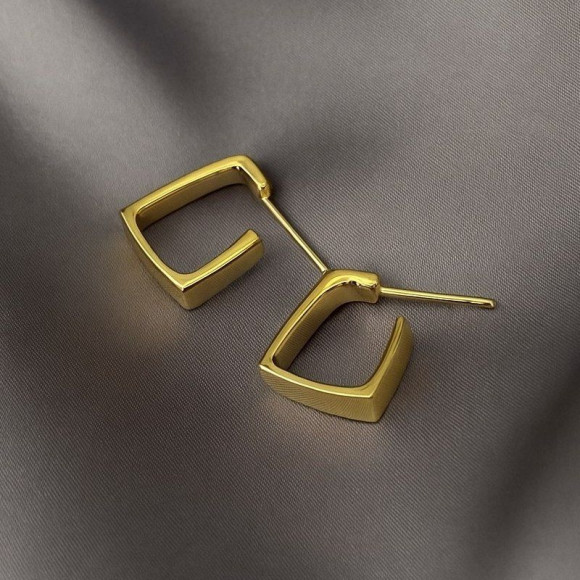 Серьги гвоздики медь напыление золотом квадраты 1J12108CJJ Серьги гвоздики медь напыление золотом квадраты 1J12108CJJ