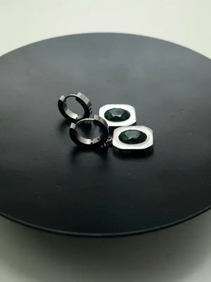 Серьги стальные прямоугольный кулон с вставкой J10229CJJ Серьги стальные прямоугольный кулон с вставкой J10229CJJ