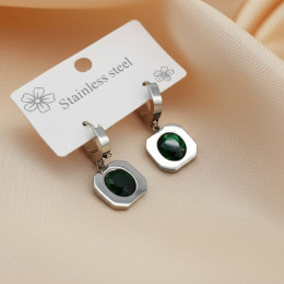 Серьги стальные прямоугольный кулон с вставкой J10229CJJ Серьги стальные прямоугольный кулон с вставкой J10229CJJ