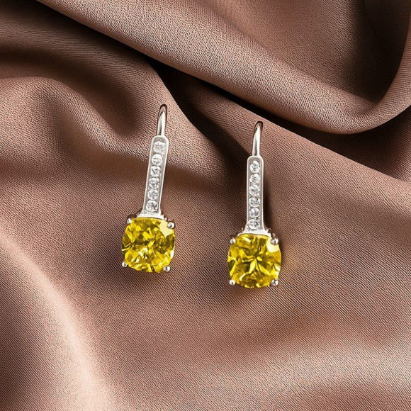 Серебристые серьги с лимонными кристаллами 1J12279CJJ