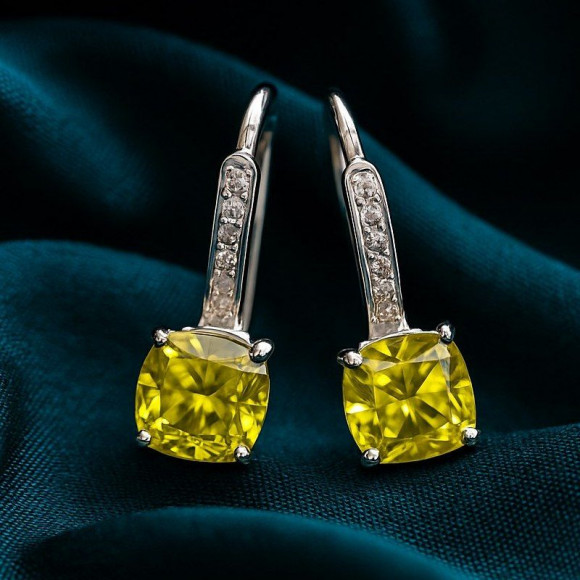 Серебристые серьги с лимонными кристаллами 1J12279CJJ