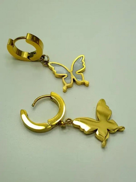 Серьги стальные с напылением золотом бабочки J10228CJJ