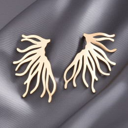 Золотистые ажурные серьги-пусеты в форме фантазийных веточек или кораллов 1DNS11099CJJ Золотистые ажурные серьги-пусеты в форме фантазийных веточек или кораллов 1DNS11099CJJ