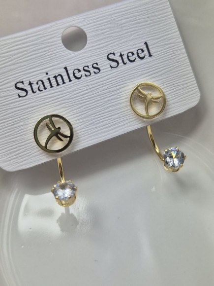 Серьги медицинская сталь с напылением золотом J10360CJJ