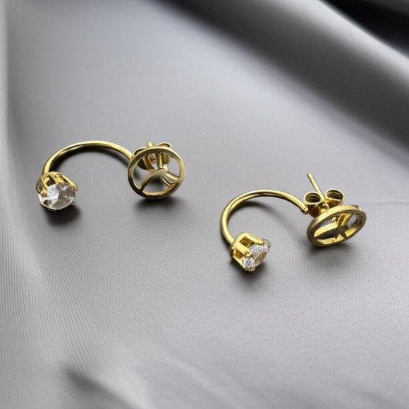 Серьги медицинская сталь с напылением золотом J10360CJJ