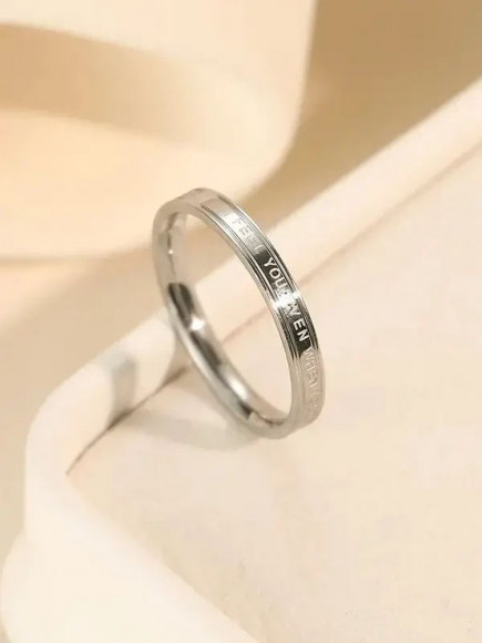 Кольцо стальное обручальное "I feel you even when I close my eyes" J10179CJJ