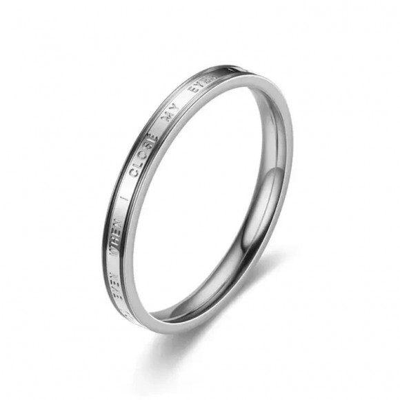 Кольцо стальное обручальное "I feel you even when I close my eyes" J10179CJJ