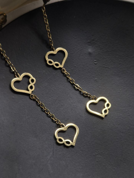 Серьги-цепочки с каскадом сердец 1J10361(CJJ)