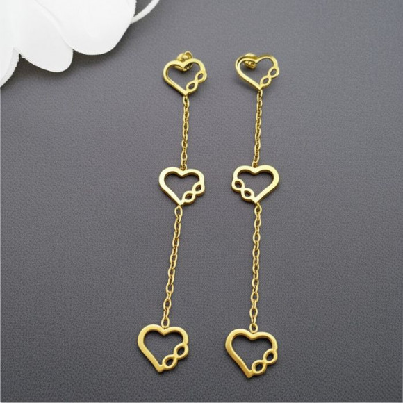 Серьги-цепочки с каскадом сердец 1J10361(CJJ)