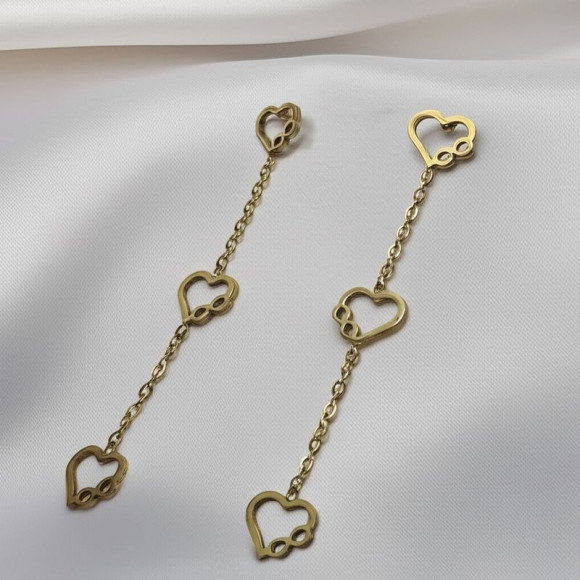 Серьги-цепочки с каскадом сердец 1J10361(CJJ)