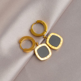 Серьги стальные с напылением золотом квадрат цифры J10149CJJ Серьги стальные с напылением золотом квадрат цифры J10149CJJ