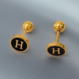 Серьги титановые с напыление золотом Н 1J11954CJJ