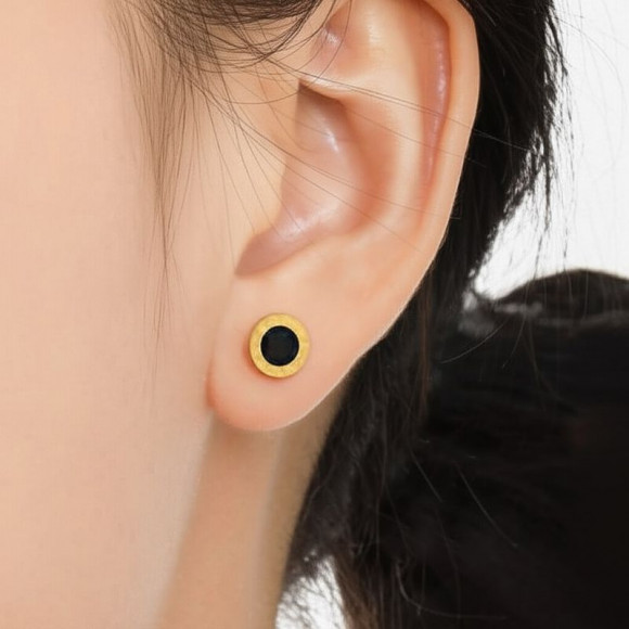 Серьги титановые с напыление золотом римские цифры 1J11955CJJ