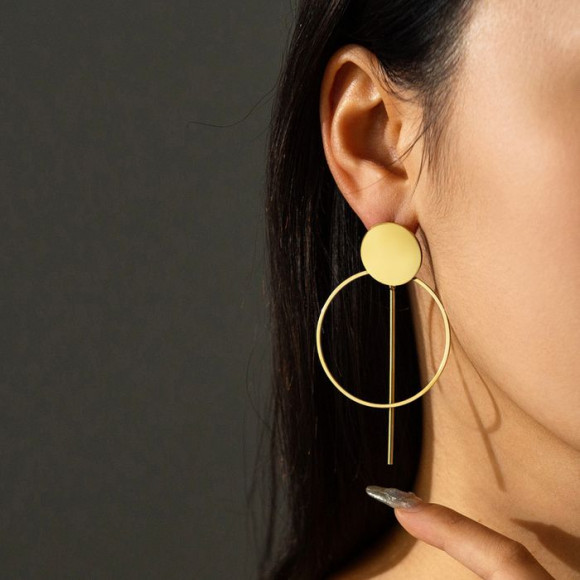 Геометричные серьги «Кольцо и линия» J11577MSK Геометричные серьги «Кольцо и линия» J11577MSK