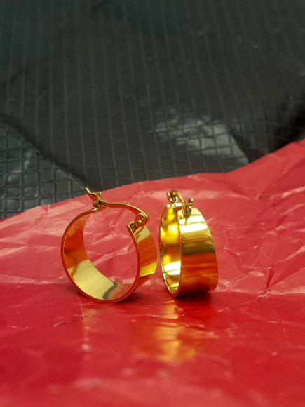 Серьги стальные с напылением золотом кольца J10206CJJ Серьги стальные с напылением золотом кольца J10206CJJ
