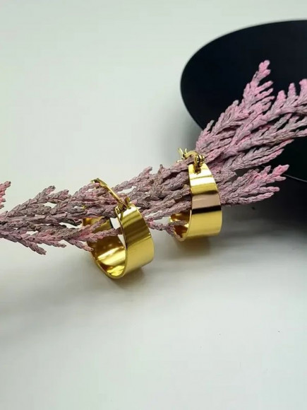 Серьги стальные с напылением золотом кольца J10206CJJ Серьги стальные с напылением золотом кольца J10206CJJ