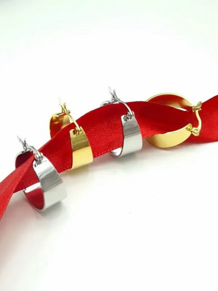 Серьги стальные с напылением золотом кольца J10206CJJ Серьги стальные с напылением золотом кольца J10206CJJ