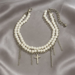 Браслет многорядный с подвеской-крестом 1J11901CJJ