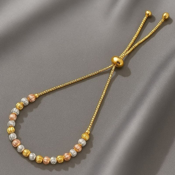 Браслет на тонкой цепочке с разноцветными бусинами 1J12083CJJ